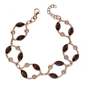 Elements Silver Rose Gold Smoked Topaz Peach Swarovski Bracelet B5175 Beginnings Jewellery