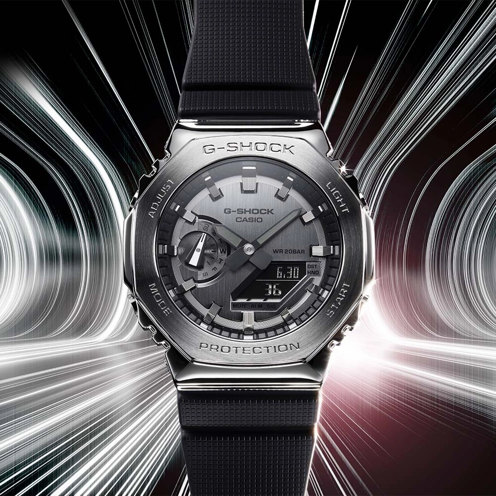 G-Shock Watches G-Shock GM2100-1A Metal Covered Silver 'CasiOak'