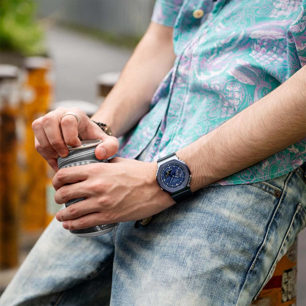 G-Shock Watches G-Shock GM2100N-2A Blue Metal Covered 'CasiOak'