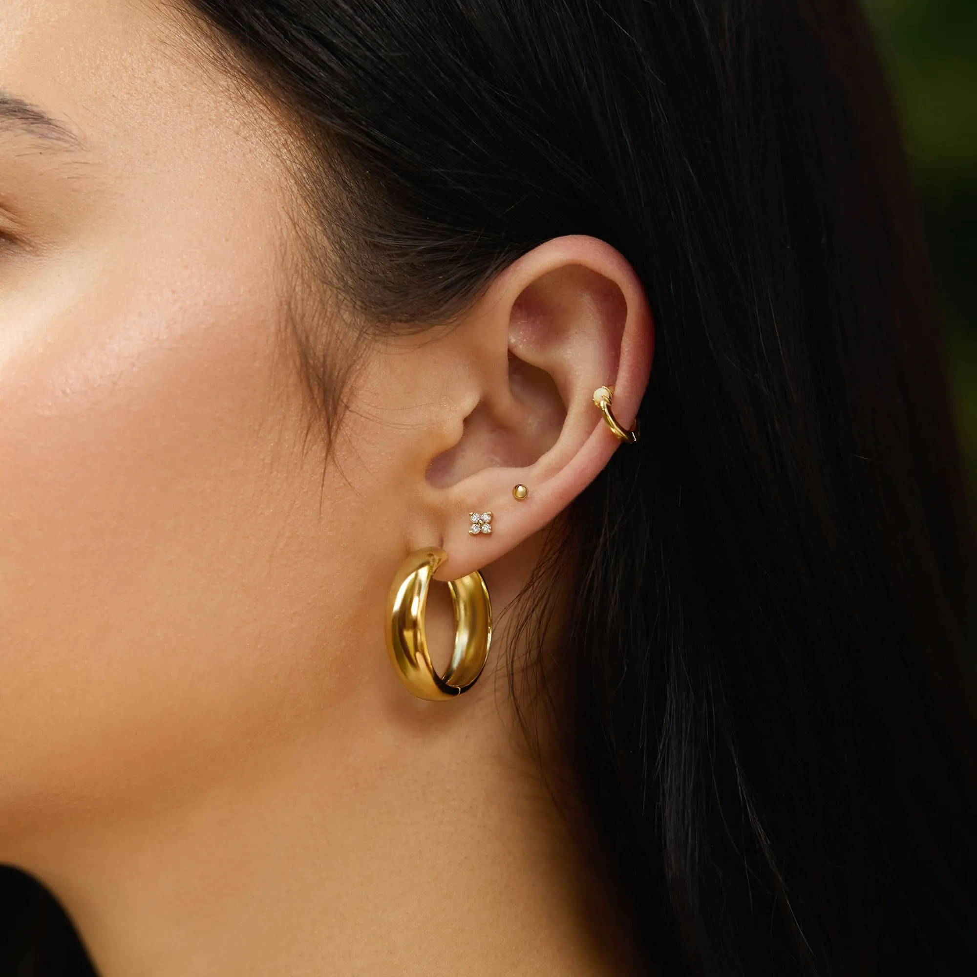 Gold Chubby Large Huggie Hoop Earrings E064-08G Ania Haie Jewellery