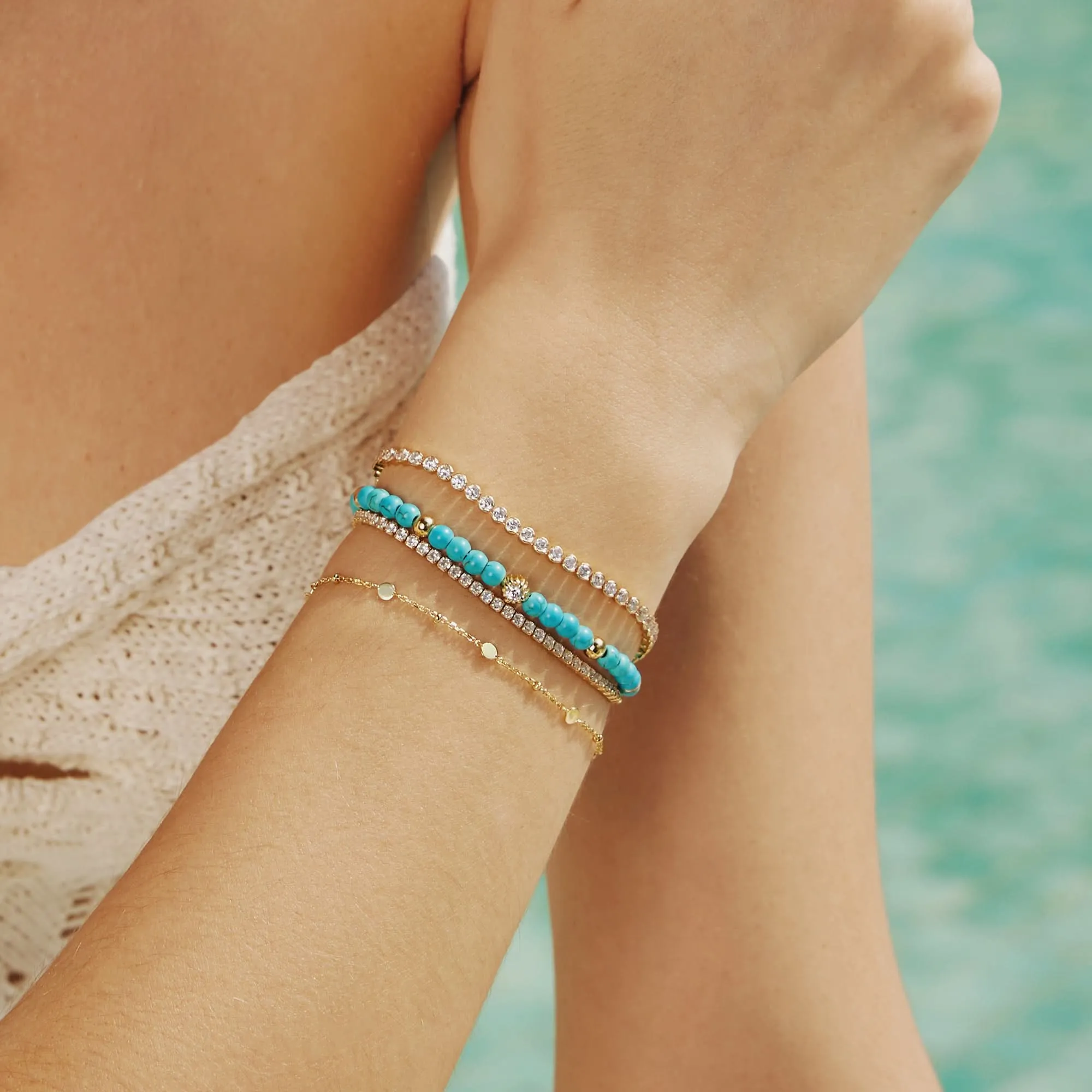 Gold Disc Station Bracelet B063-01G Ania Haie Jewellery