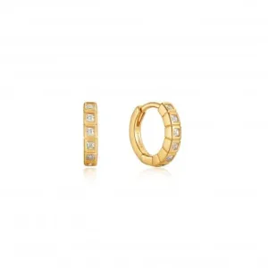 Gold Glam Huggie Hoop Earrings E037-05G Ania Haie Jewellery
