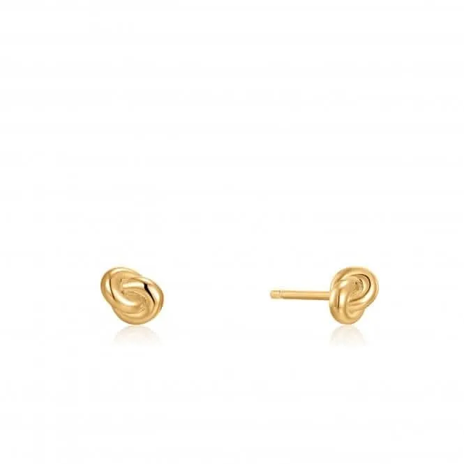 Gold Knot Stud Earrings E029-01G Ania Haie Jewellery