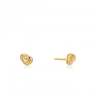 Gold Knot Stud Earrings E029-01G Ania Haie Jewellery