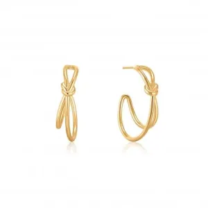 Gold Knot Stud Hoop Earrings E029-02G Ania Haie Jewellery