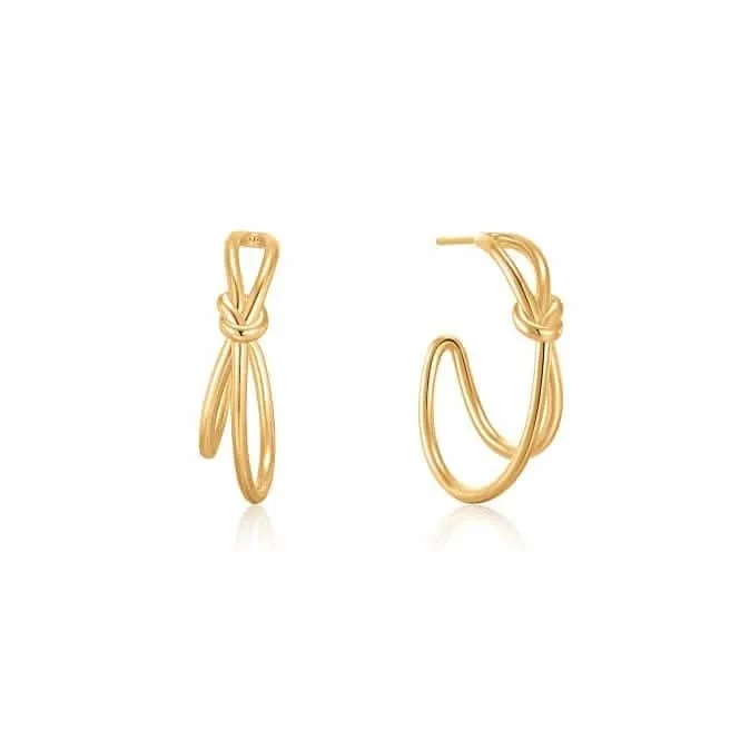 Gold Knot Stud Hoop Earrings E029-02G Ania Haie Jewellery