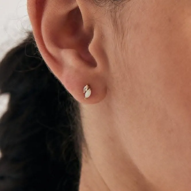 Gold Kyoto Opal And Sparkle Marquise Barbell Single Earring E047-07G Ania Haie Jewellery