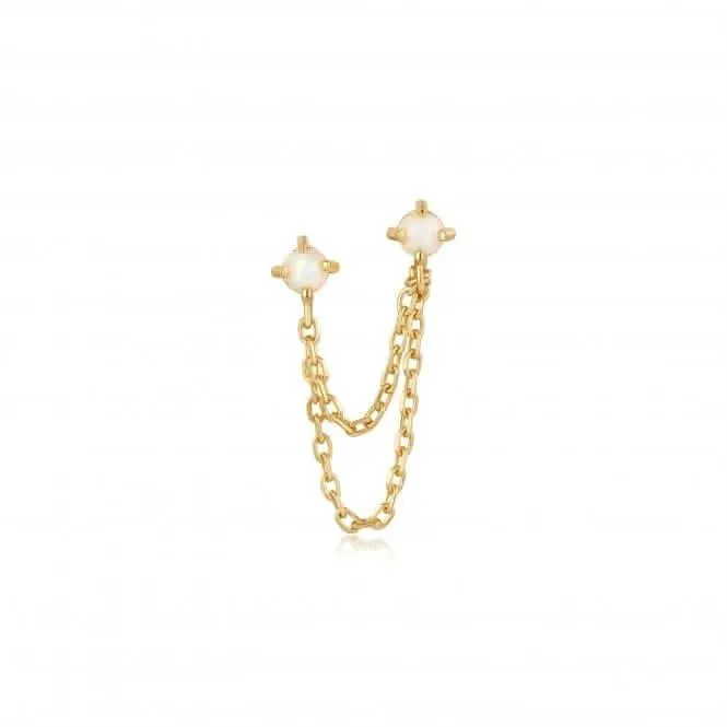 Gold Kyoto Opal Drop Chain Barbell Single Earring E047-06G Ania Haie Jewellery