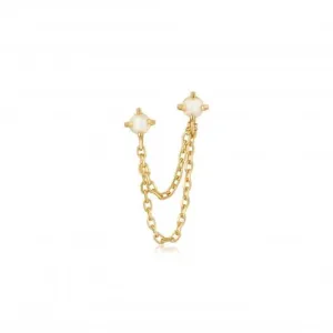 Gold Kyoto Opal Drop Chain Barbell Single Earring E047-06G Ania Haie Jewellery