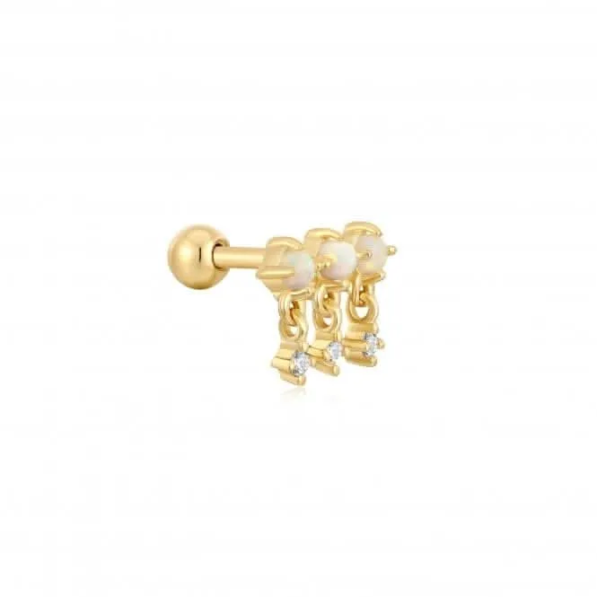Gold Kyoto Opal Drop Sparkle Barbell Single Earring E047-04G Ania Haie Jewellery