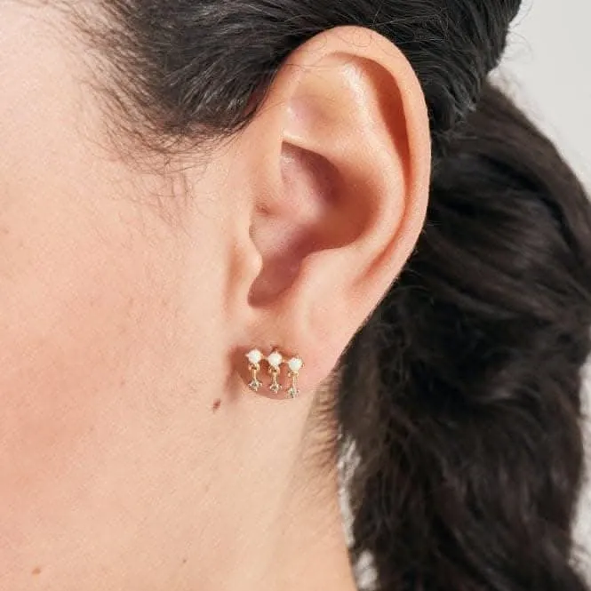 Gold Kyoto Opal Drop Sparkle Barbell Single Earring E047-04G Ania Haie Jewellery