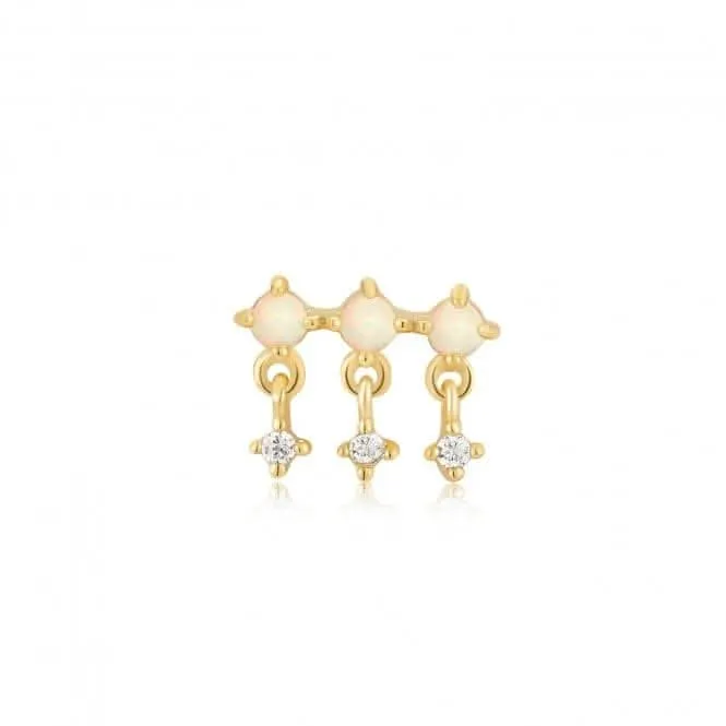 Gold Kyoto Opal Drop Sparkle Barbell Single Earring E047-04G Ania Haie Jewellery