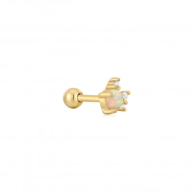 Gold Kyoto Opal Sparkle Crown Barbell Single Earring E047-05G Ania Haie Jewellery