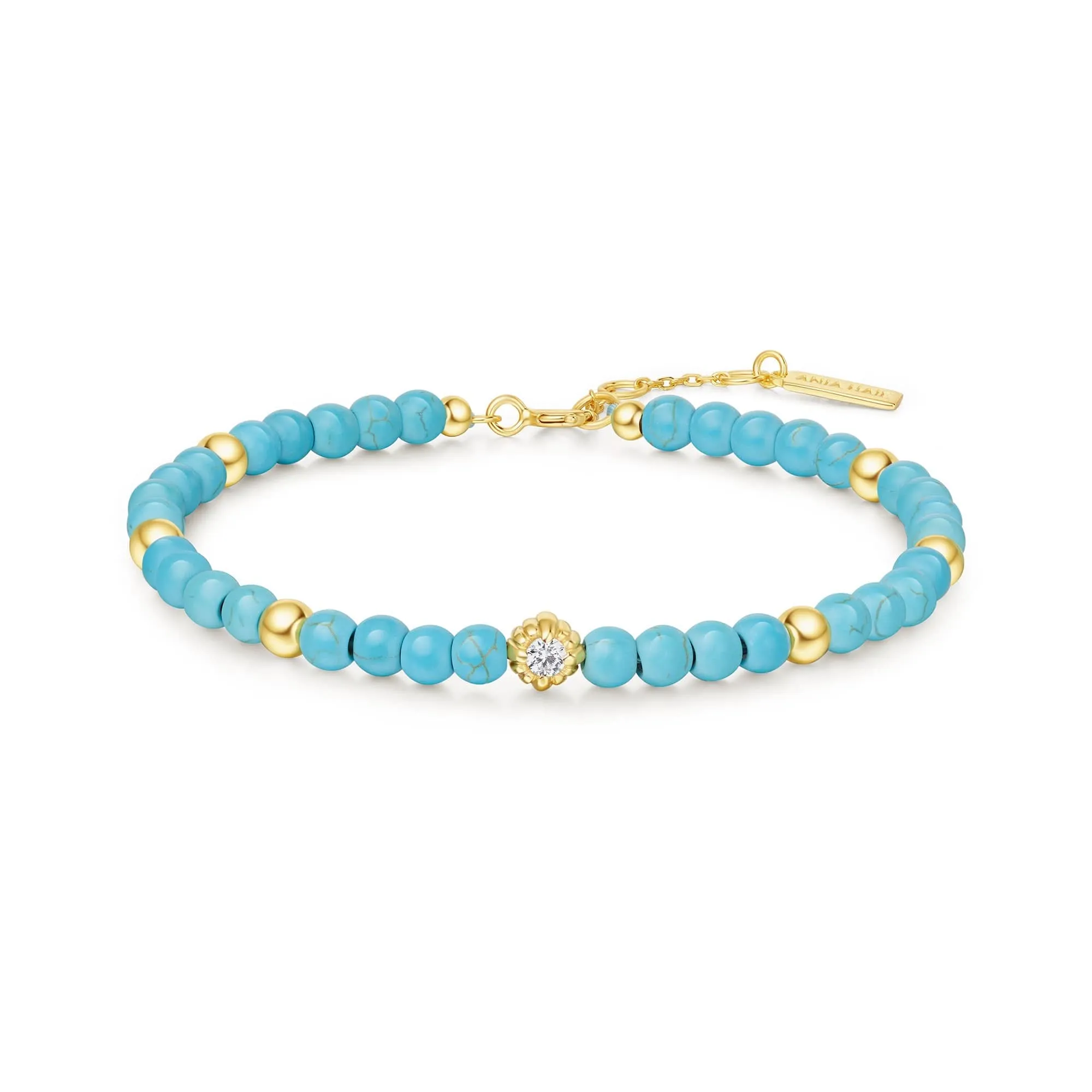 Gold Lab Created Turquoise Bracelet B063-04G Ania Haie Jewellery