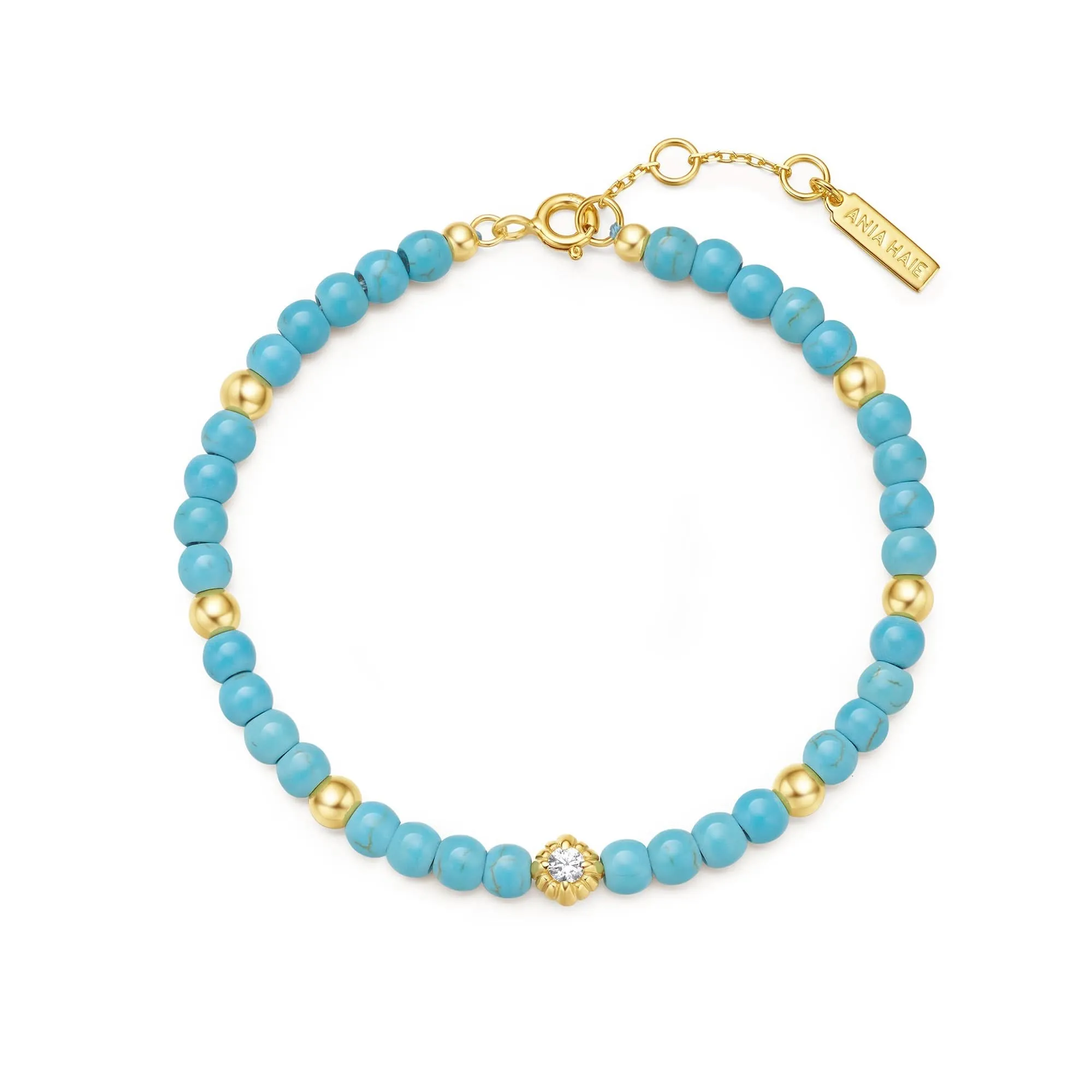 Gold Lab Created Turquoise Bracelet B063-04G Ania Haie Jewellery