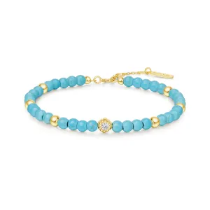 Gold Lab Created Turquoise Bracelet B063-04G Ania Haie Jewellery