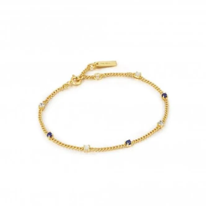Gold Lapis Chain Bracelet B039-01G-L Ania Haie Jewellery