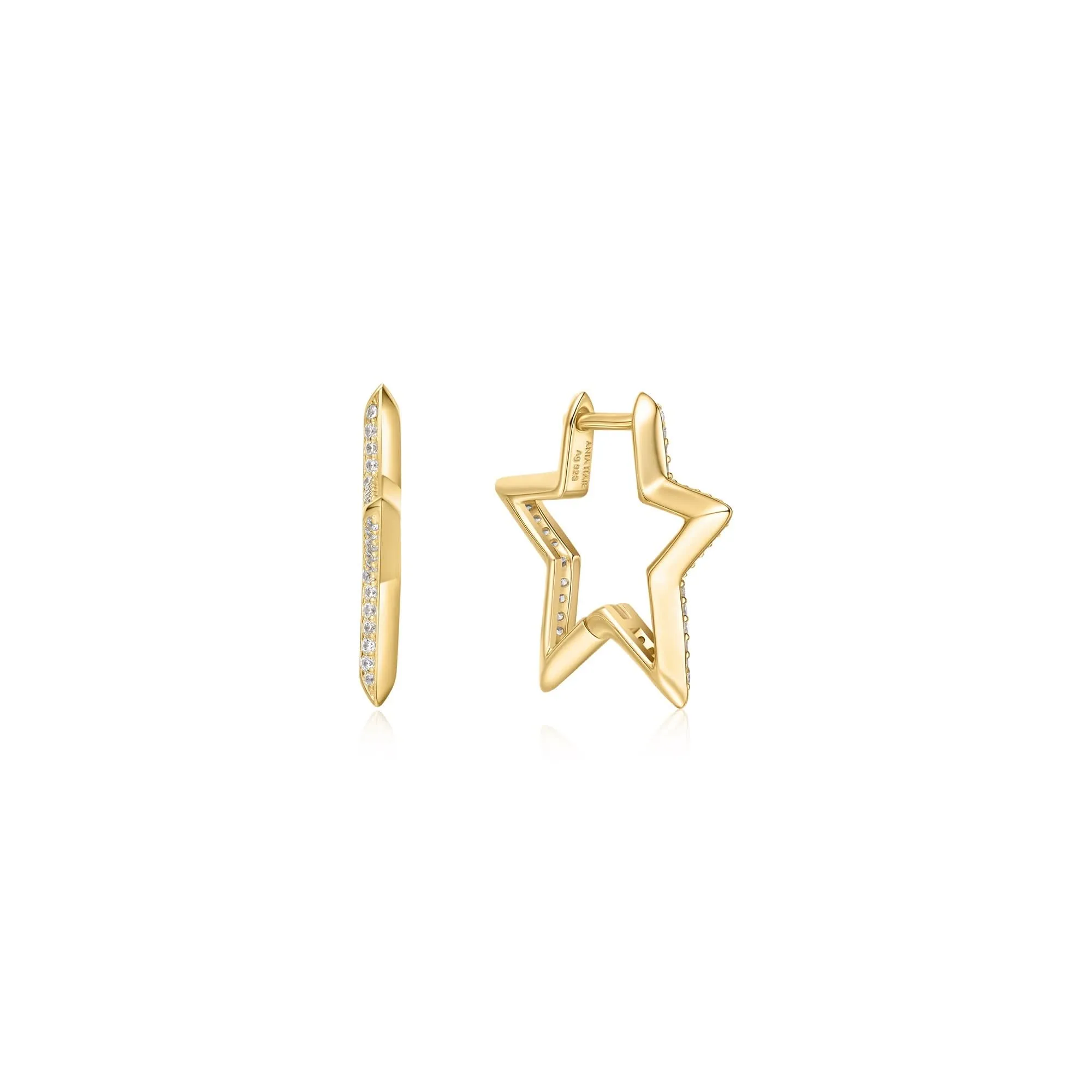 Gold Medium Star Pavé Hoop Earrings E064-05G Ania Haie Jewellery