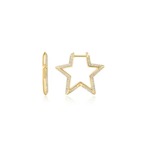 Gold Medium Star Pavé Hoop Earrings E064-05G Ania Haie Jewellery