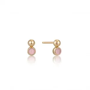 Gold Orb Rose Quartz Stud Earrings E045-01G-RQ Ania Haie Jewellery