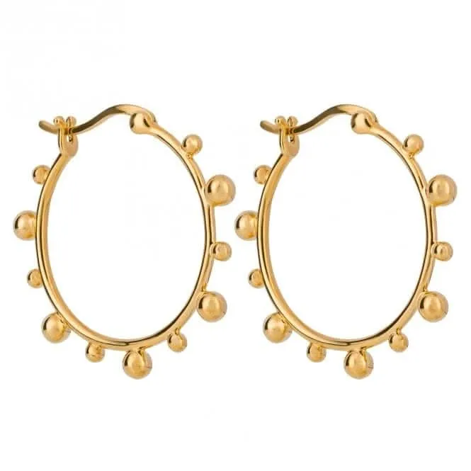 Gold Pated Hoop Earrings With Balls E6248 Beginnings Jewellery