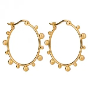 Gold Pated Hoop Earrings With Balls E6248 Beginnings Jewellery