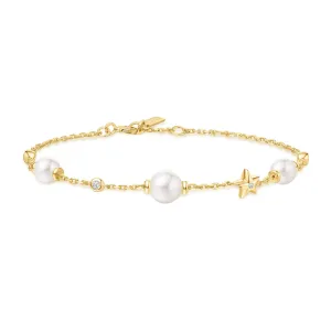 Gold Pearl and Star Station Bracelet B065-05G Ania Haie Jewellery