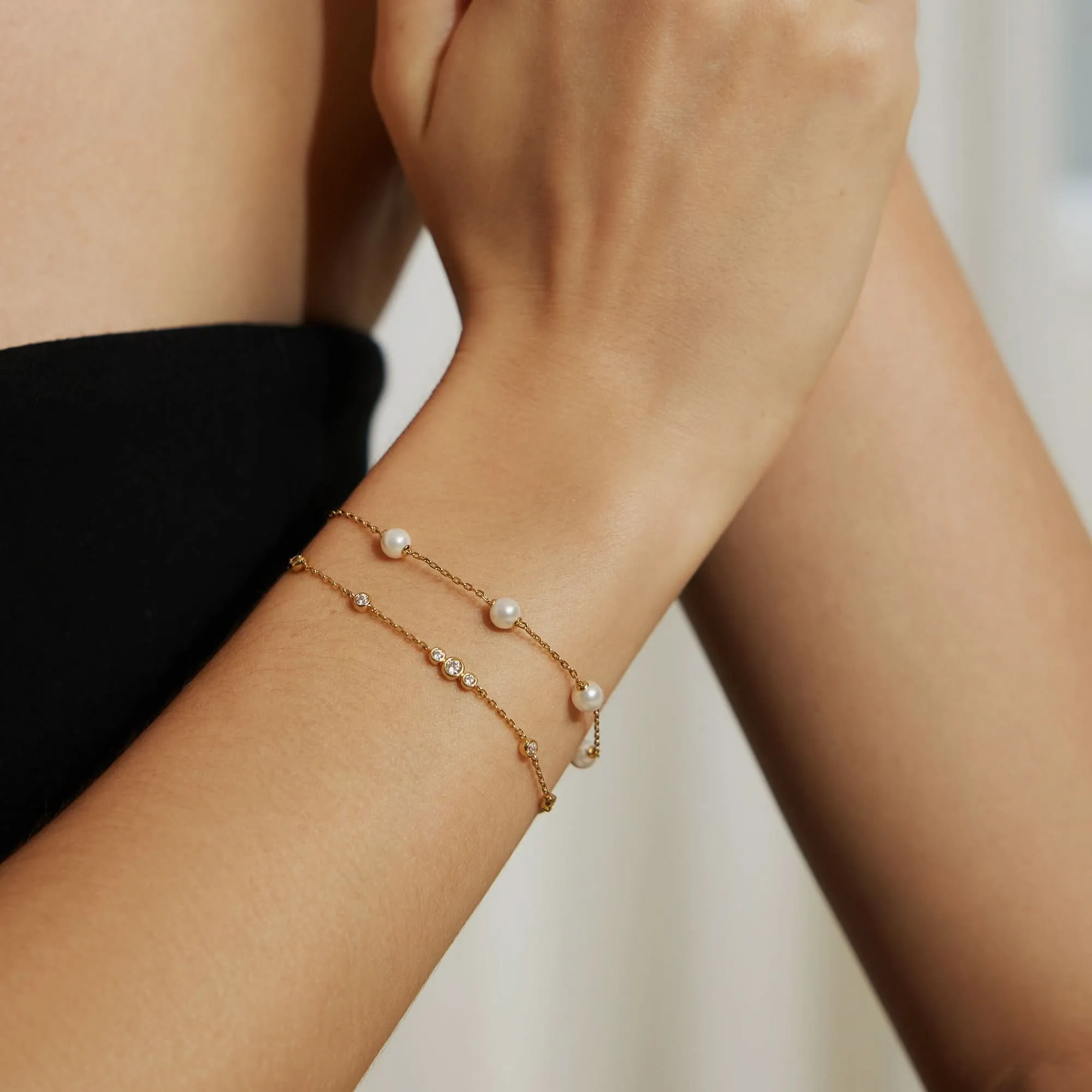 Gold Pearl Station Bracelet B065-01G Ania Haie Jewellery