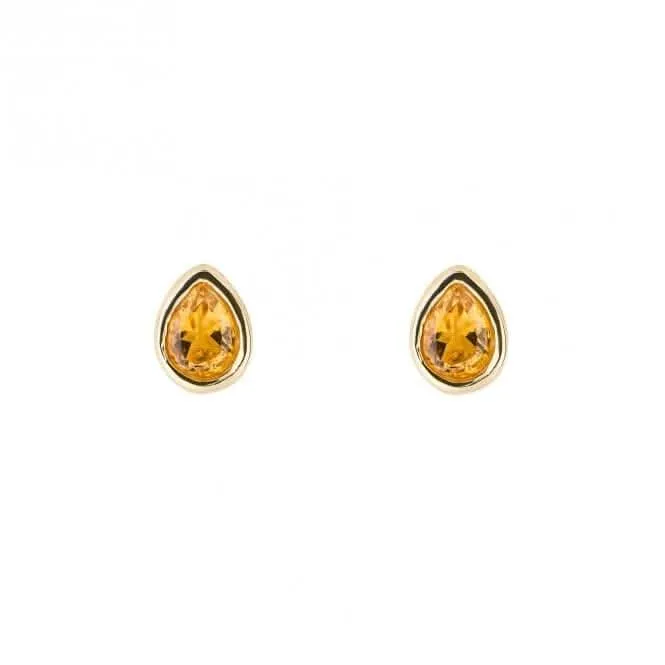 Gold Plated Birthstone November Citrine Earrings E6212 Beginnings Jewellery