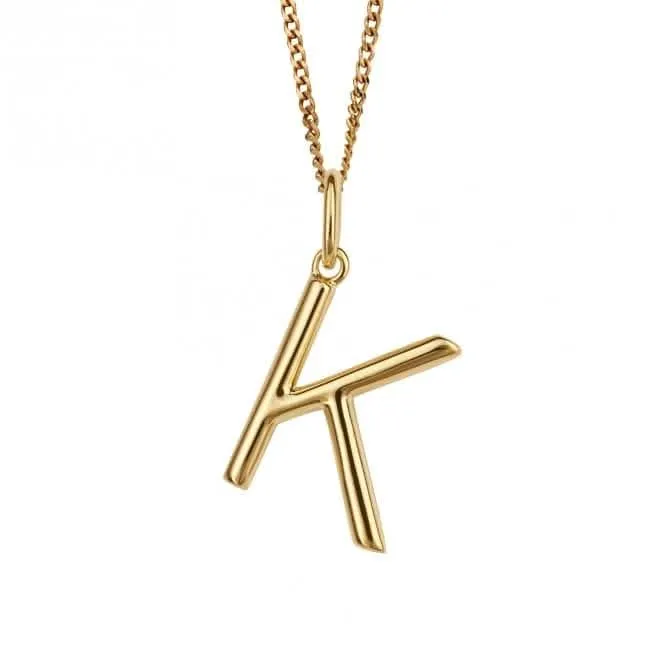 Gold Plated Initial Letter K Pendant P5137 Beginnings Jewellery