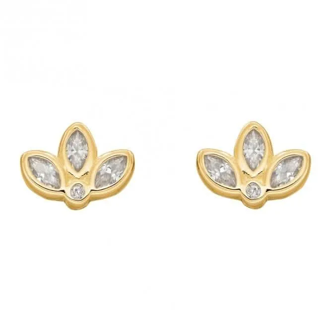 Gold Plated Zirconia Lotus Flower Earrings E6274C Beginnings Jewellery