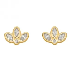 Gold Plated Zirconia Lotus Flower Earrings E6274C Beginnings Jewellery