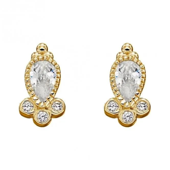 Gold Plated Zirconia Teardrop Earrings E6271C Beginnings Jewellery