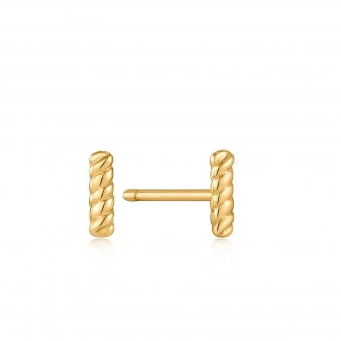 Gold Rope Bar Stud Earrings E036-01G Ania Haie Jewellery