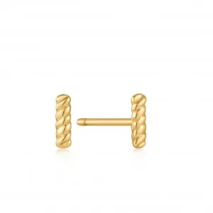 Gold Rope Bar Stud Earrings E036-01G Ania Haie Jewellery