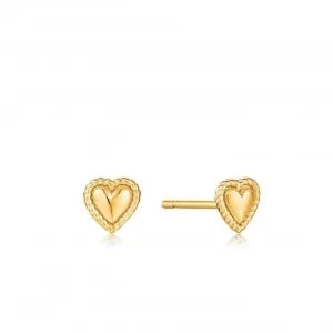 Gold Rope Heart Stud Earrings E036-02G Ania Haie Jewellery