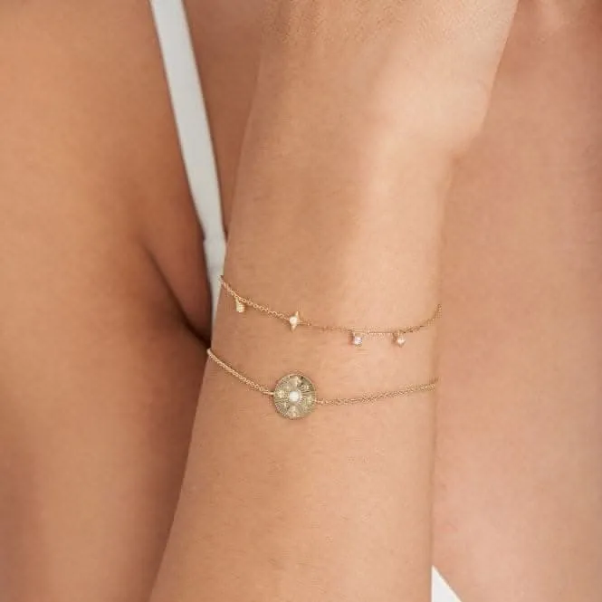 Gold Scattered Stars Kyoto Opal Disc Bracelet B034-02G Ania Haie Jewellery