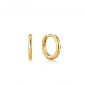 Gold Smooth Huggie Hoop Earrings E035-14G Ania Haie Jewellery