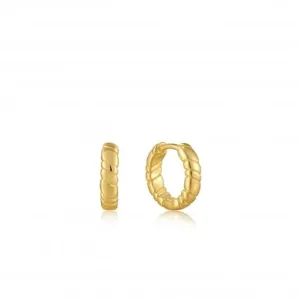 Gold Smooth Twist Huggie Hoop Earrings E038-02G Ania Haie Jewellery