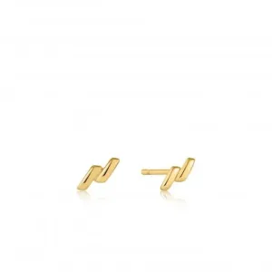 Gold Smooth Twist Stud Earrings E038-01G Ania Haie Jewellery