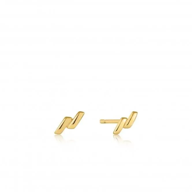 Gold Smooth Twist Stud Earrings E038-01G Ania Haie Jewellery
