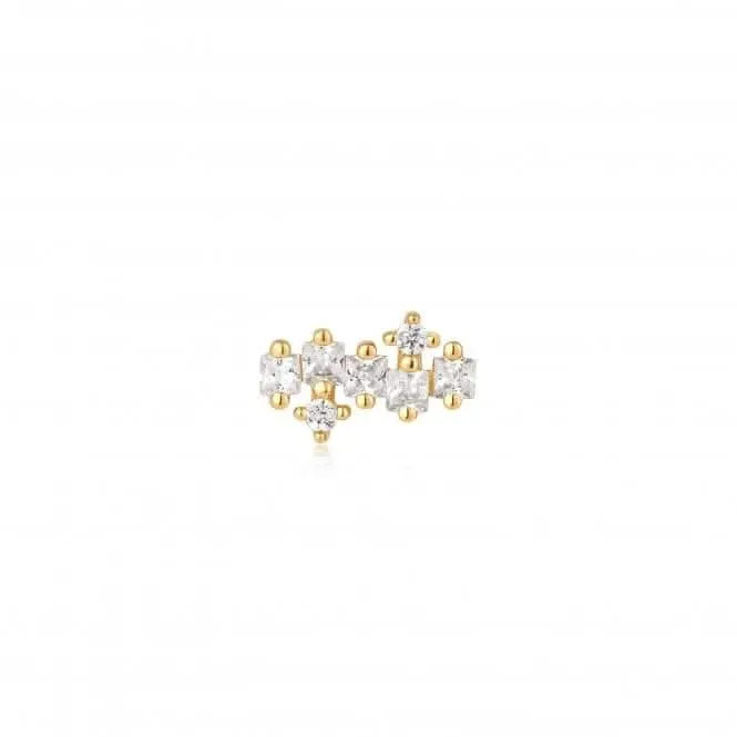 Gold Sparkle Cluster Climber Barbell Single Earring E047-12G Ania Haie Jewellery