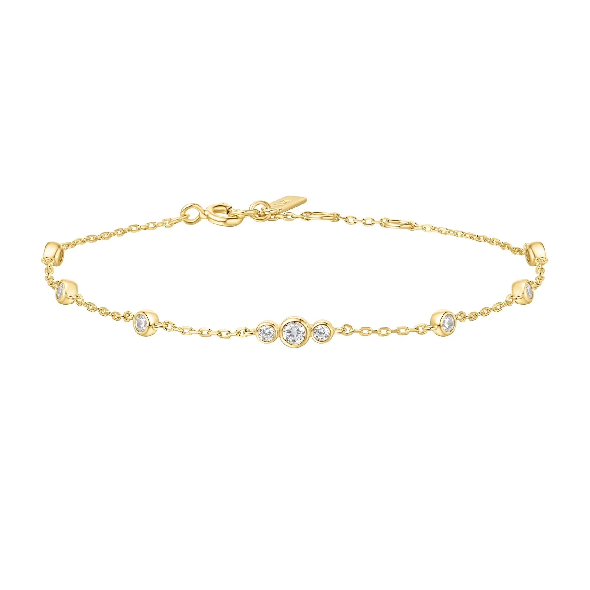 Gold Sparkling Bezel Cubic Zirconia Station Bracelet B065-03G Ania Haie Jewellery