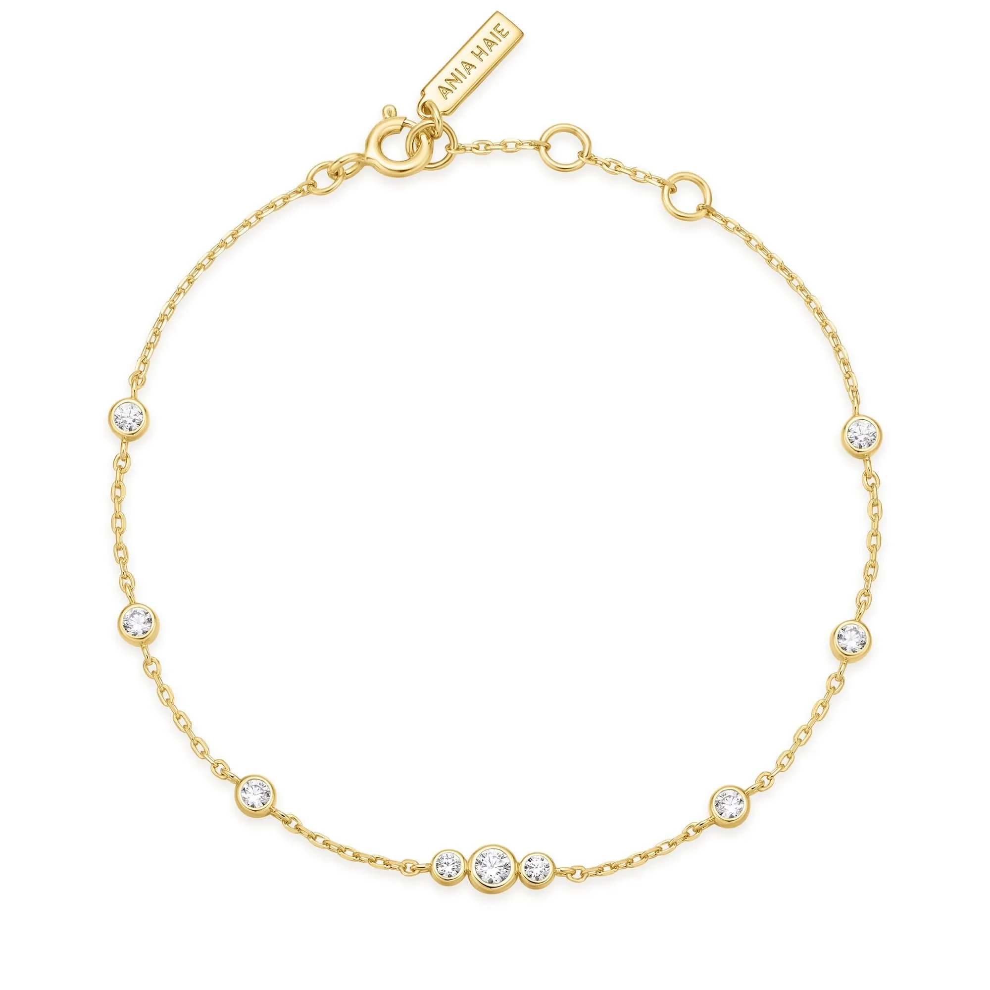 Gold Sparkling Bezel Cubic Zirconia Station Bracelet B065-03G Ania Haie Jewellery