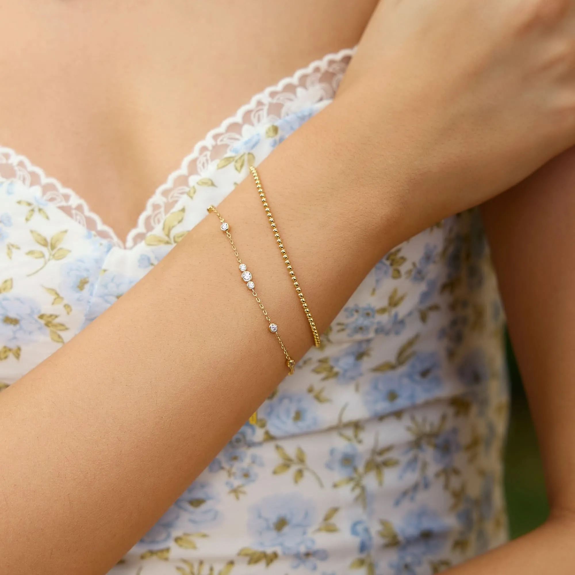 Gold Sparkling Bezel Cubic Zirconia Station Bracelet B065-03G Ania Haie Jewellery