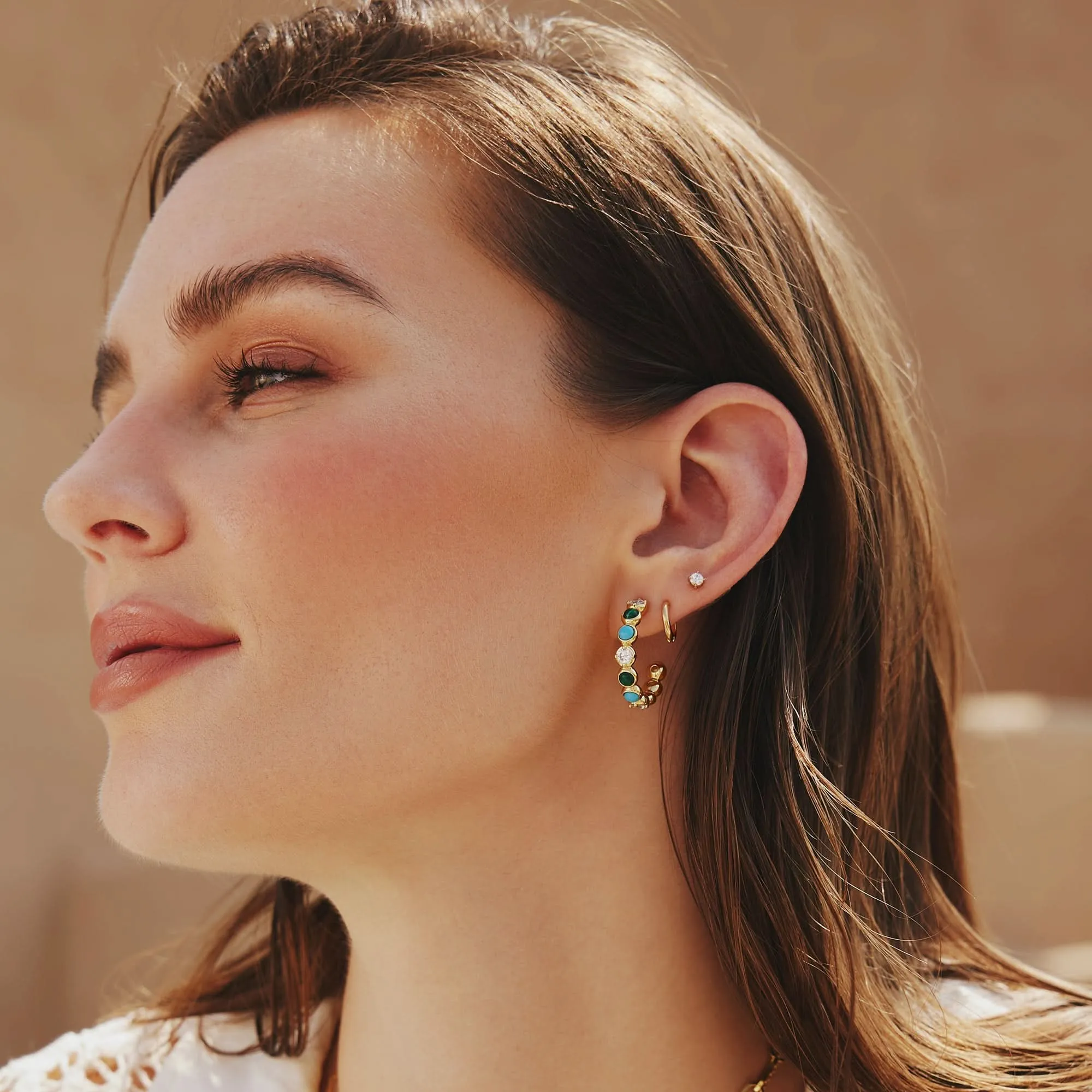Gold Triple Marquise Stud Earrings E063-01G Ania Haie Jewellery