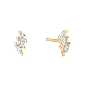 Gold Triple Marquise Stud Earrings E063-01G Ania Haie Jewellery