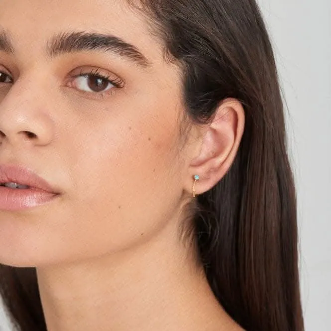 Gold Turquoise Chain Drop Stud Earrings E033-03G Ania Haie Jewellery