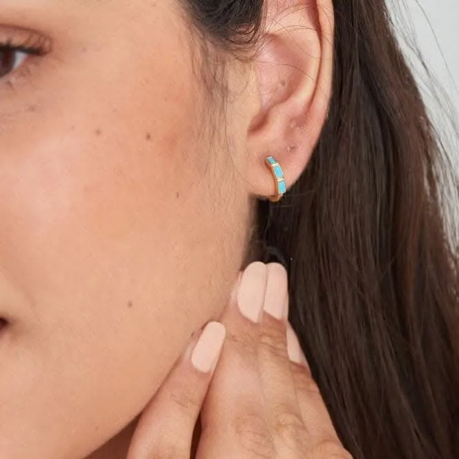 Gold Turquoise Huggie Hoop Earrings E033-04G Ania Haie Jewellery