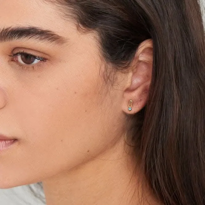 Gold Turquoise Link Stud Earrings E033-02G Ania Haie Jewellery